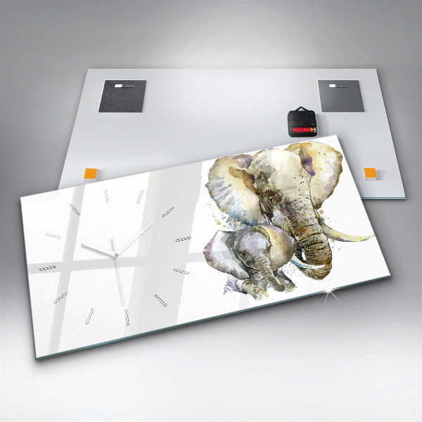 Vízszintes üvegóra Festett állatok elefántok