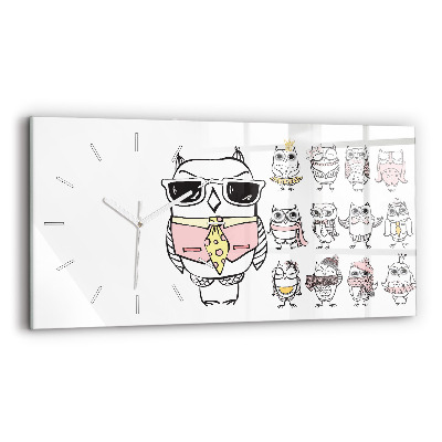 Vízszintes üvegóra Vintage bagoly poszter