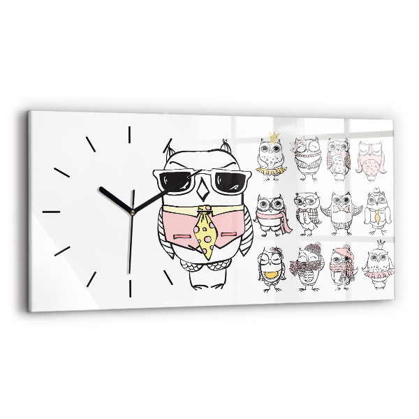 Vízszintes üvegóra Vintage bagoly poszter