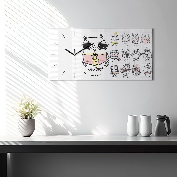 Vízszintes üvegóra Vintage bagoly poszter