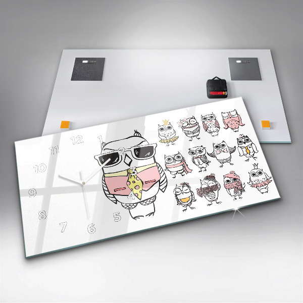 Vízszintes üvegóra Vintage bagoly poszter