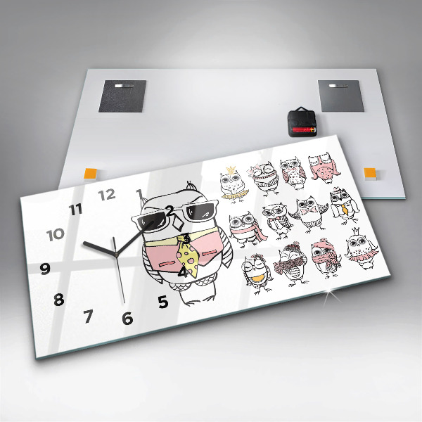 Vízszintes üvegóra Vintage bagoly poszter