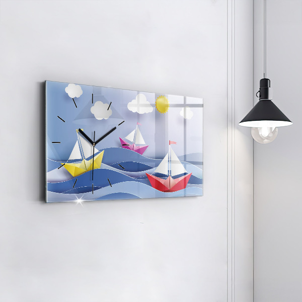 Vízszintes üvegóra Origami színes vitorlások