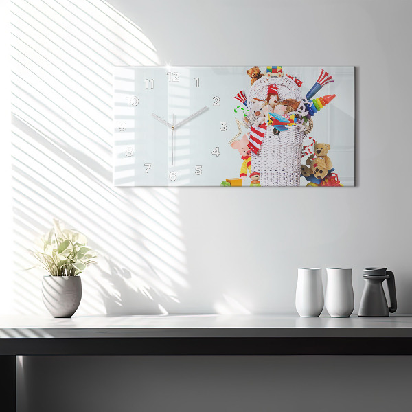 Vízszintes üvegóra Fonott kosár játékokkal