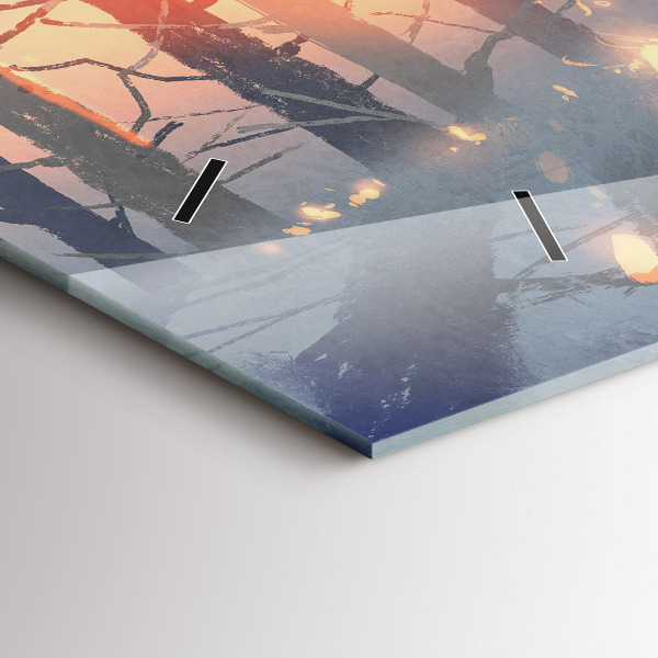 Vízszintes üvegóra Téli fa táj