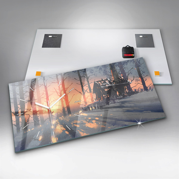 Vízszintes üvegóra Téli fa táj