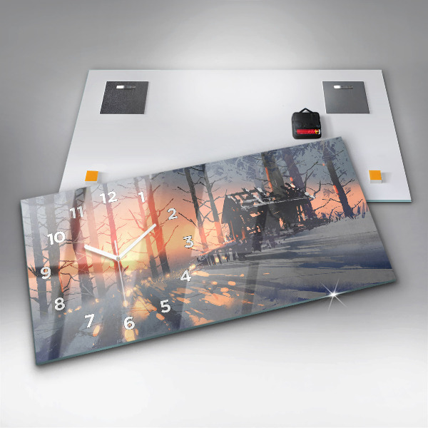 Vízszintes üvegóra Téli fa táj