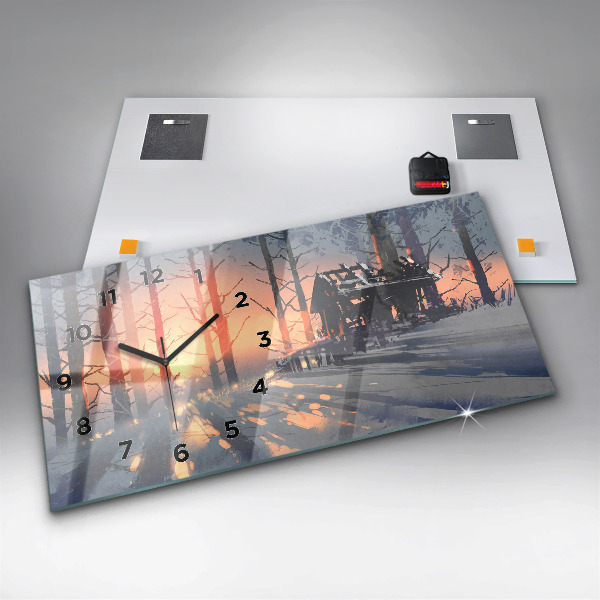 Vízszintes üvegóra Téli fa táj