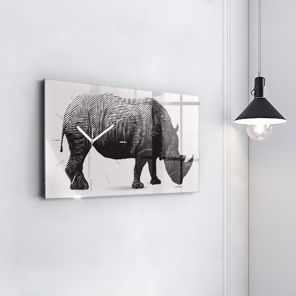 Vízszintes üvegóra Rhino line art