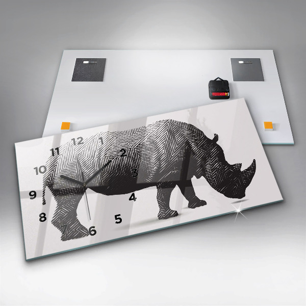 Vízszintes üvegóra Rhino line art