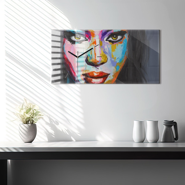 Vízszintes üvegóra Színes női arc