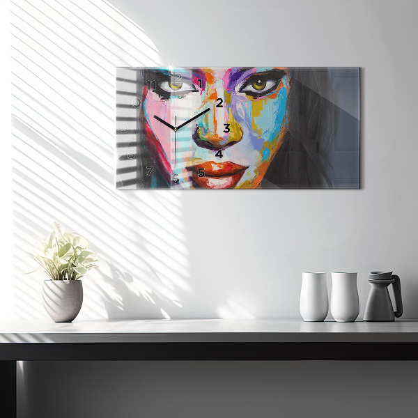 Vízszintes üvegóra Színes női arc