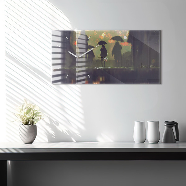 Vízszintes üvegóra Emberek esernyővel