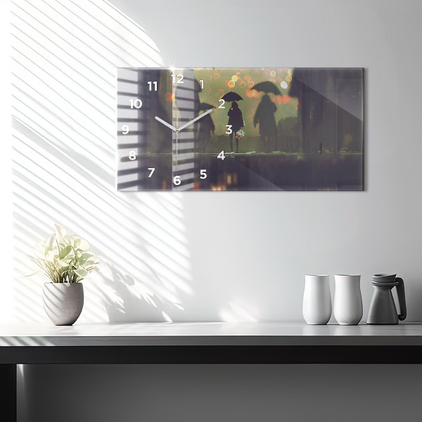 Vízszintes üvegóra Emberek esernyővel