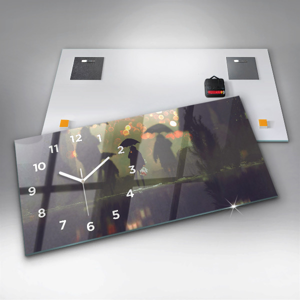 Vízszintes üvegóra Emberek esernyővel