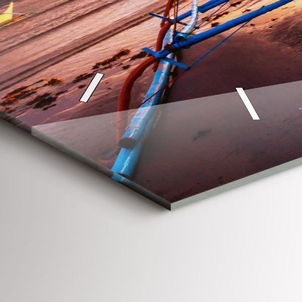 Vízszintes üvegóra Hajó és naplemente