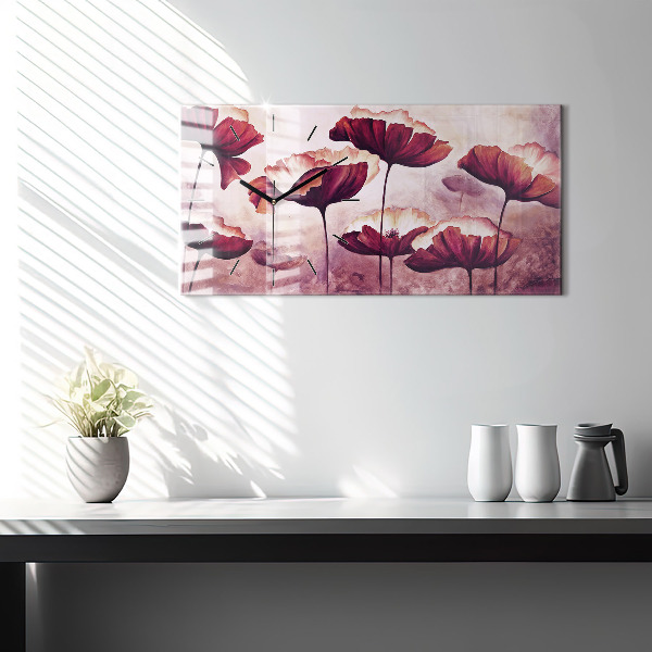 Vízszintes üvegóra Virágok Virágzó Pipacsok