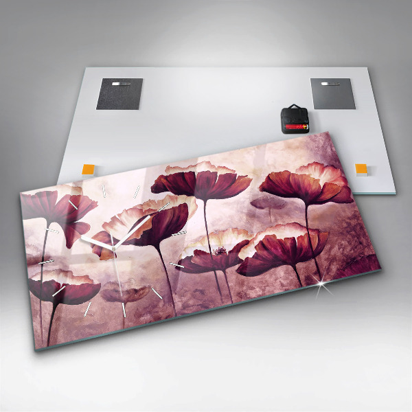 Vízszintes üvegóra Virágok Virágzó Pipacsok