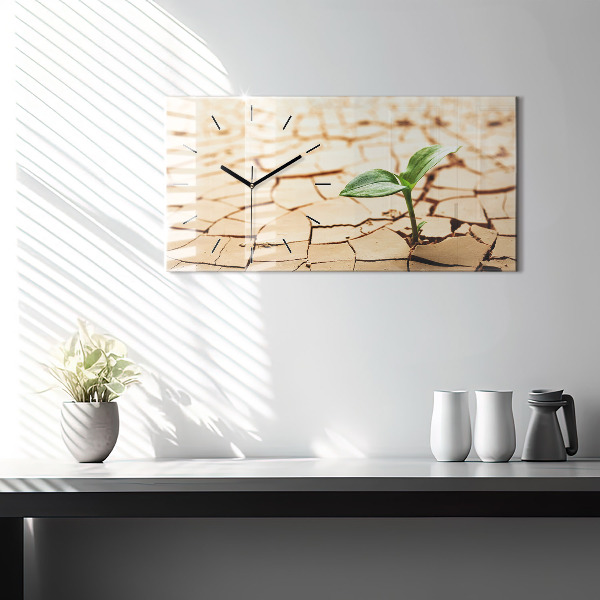 Vízszintes üvegóra Kiszáradt talajban lévő növény