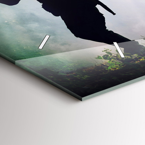 Vízszintes üvegóra Hadsereg az erdőben katonák