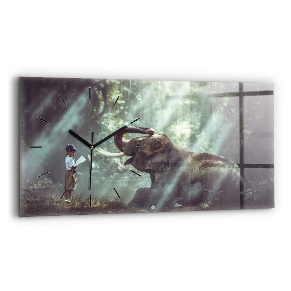 Vízszintes üvegóra Egy fiú könyvet olvas