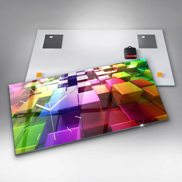 Vízszintes üvegóra Színes kockák