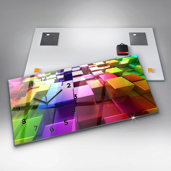 Vízszintes üvegóra Színes kockák