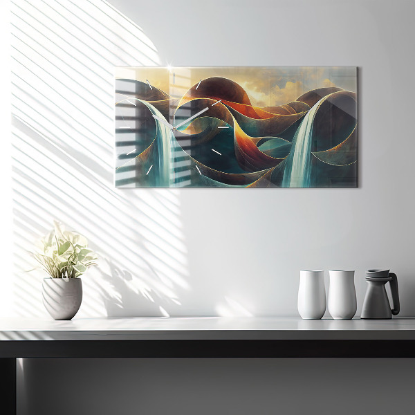 Vízszintes üvegóra Folyó vízesés háttér