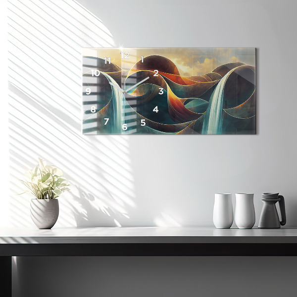 Vízszintes üvegóra Folyó vízesés háttér