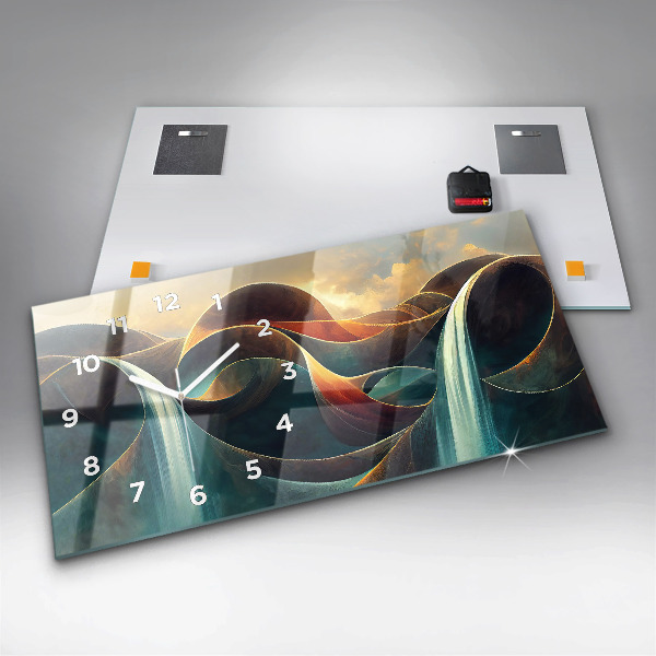 Vízszintes üvegóra Folyó vízesés háttér