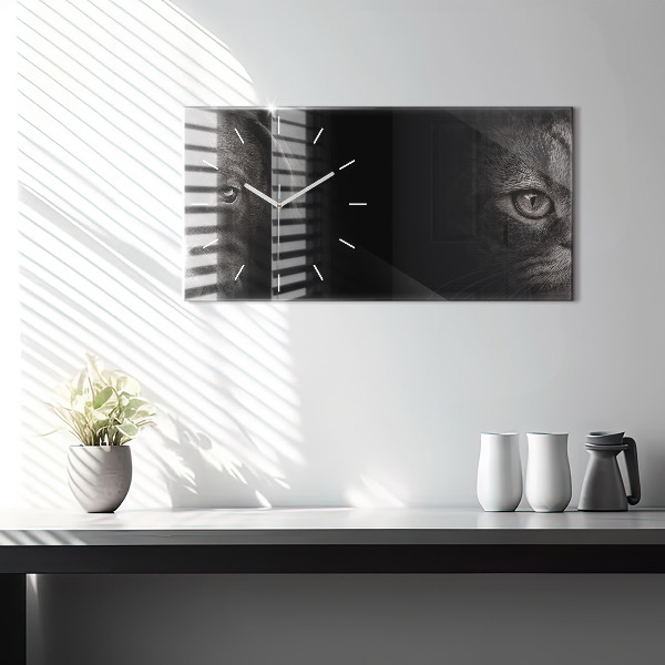 Vízszintes üvegóra Scottish Fold kutya és macska