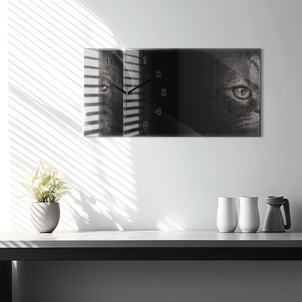 Vízszintes üvegóra Scottish Fold kutya és macska