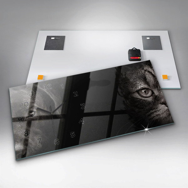 Vízszintes üvegóra Scottish Fold kutya és macska