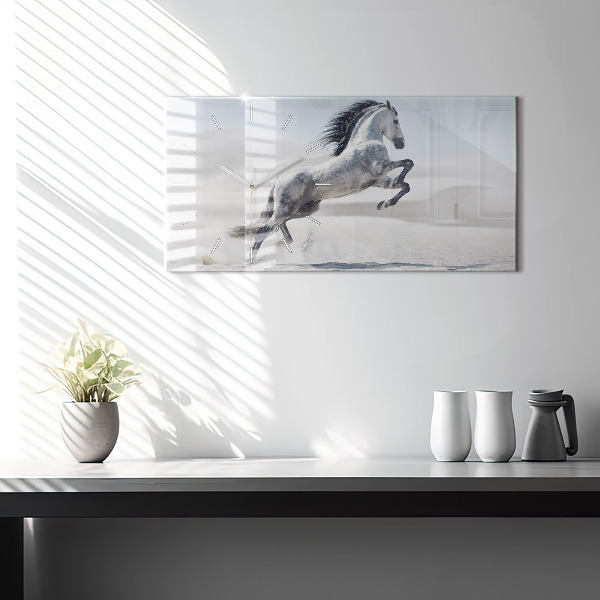 Vízszintes üvegóra Vágtázó fehér ló