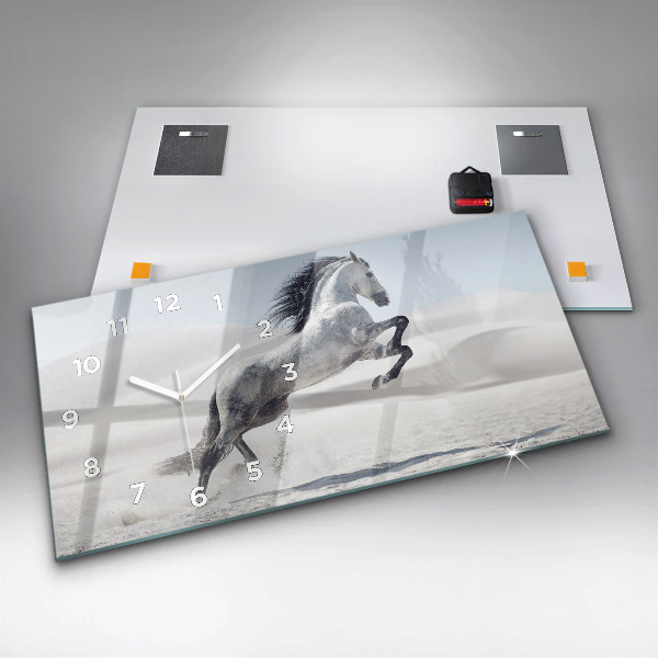 Vízszintes üvegóra Vágtázó fehér ló