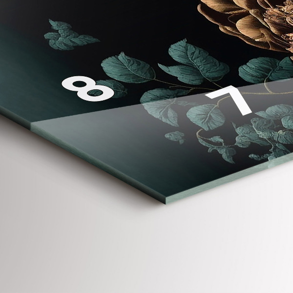 Vízszintes üvegóra Virág és arany pillangók