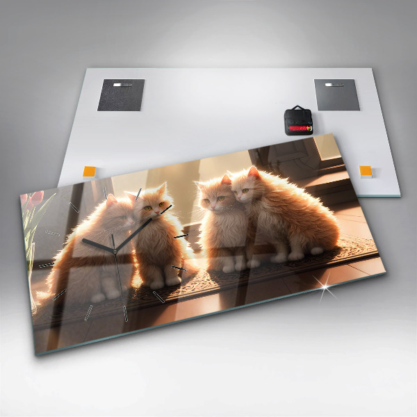 Vízszintes üvegóra Négy cica a napon