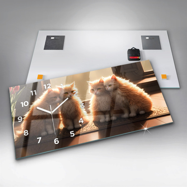 Vízszintes üvegóra Négy cica a napon