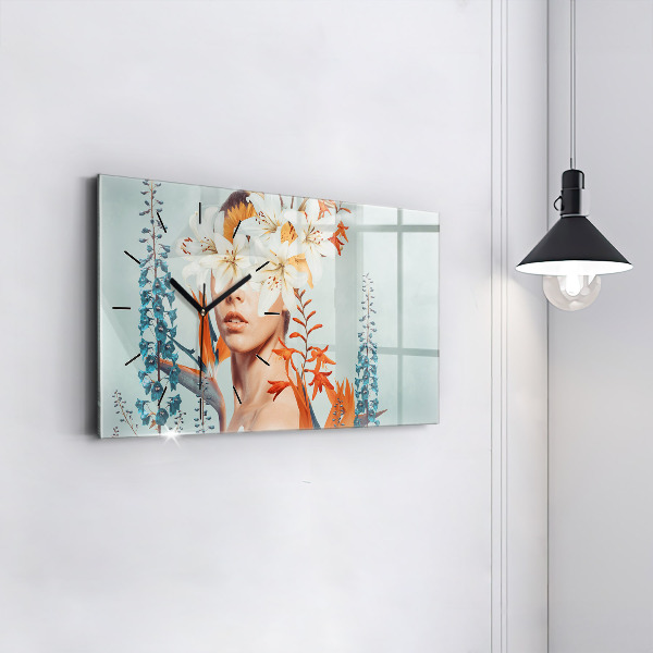 Vízszintes üvegóra Nő virággal