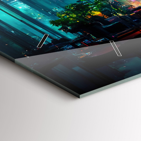 Vízszintes üvegóra Cyberpunk stílusú város