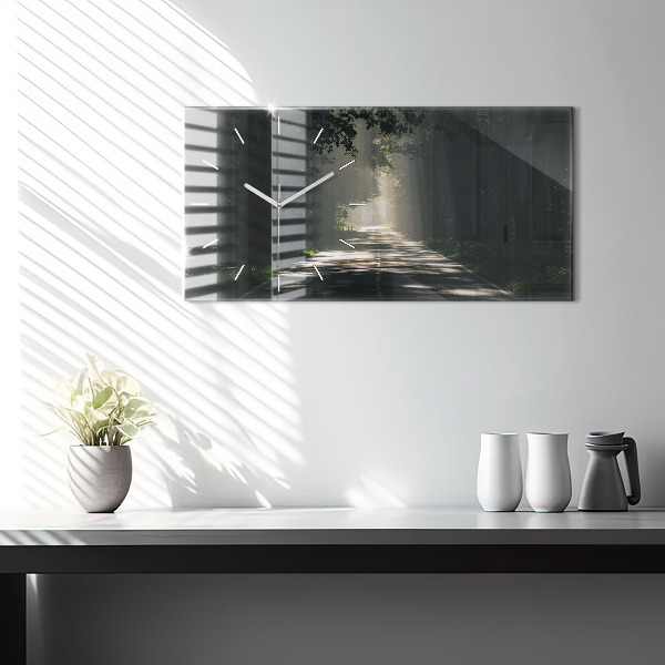 Vízszintes üvegóra Erdei út és a napfény csíkjai