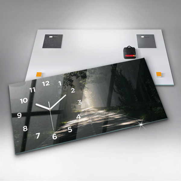 Vízszintes üvegóra Erdei út és a napfény csíkjai