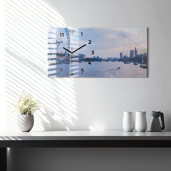 Vízszintes üvegóra London Eye városi panoráma