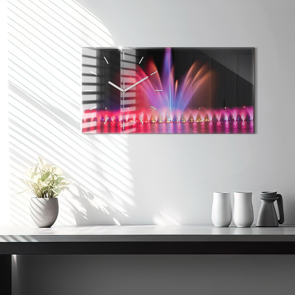 Vízszintes üvegóra Wroclaw-kút éjjel