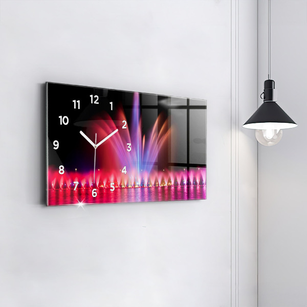 Vízszintes üvegóra Wroclaw-kút éjjel