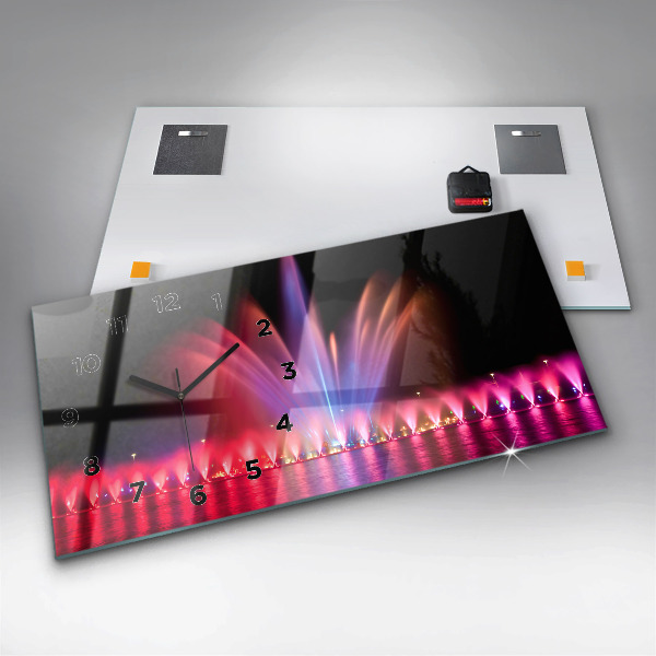 Vízszintes üvegóra Wroclaw-kút éjjel