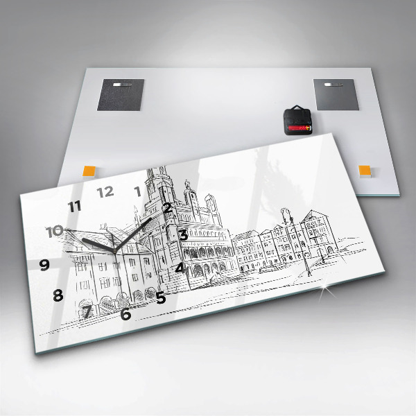 Vízszintes üvegóra Vázlat Poznań óvárosáról