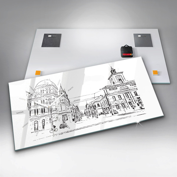 Vízszintes üvegóra Poznań város illusztrációja