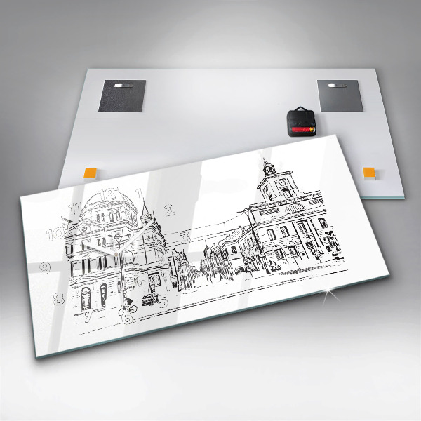 Vízszintes üvegóra Poznań város illusztrációja