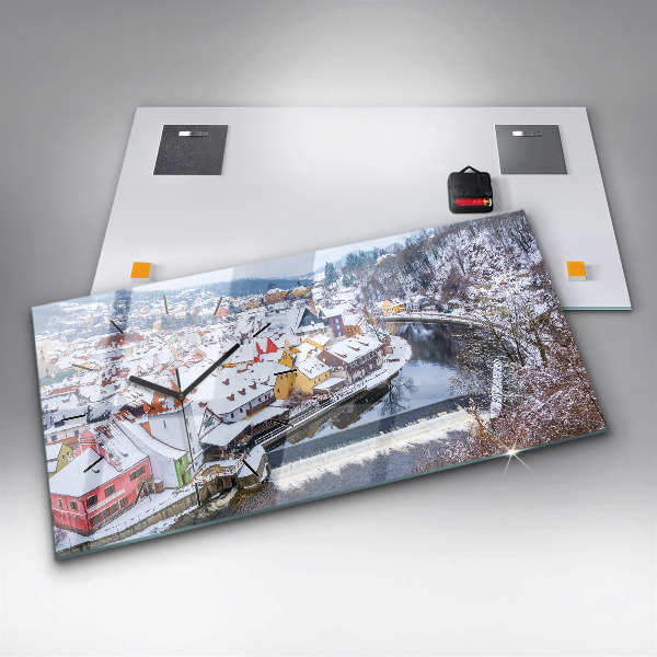 Vízszintes üvegóra Panoráma a városra télen